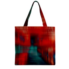 Green Red Lines Zipper Grocery Tote Bag by kunstklamotte023