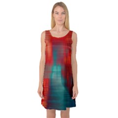 Green Red Lines Sleeveless Satin Nightdress