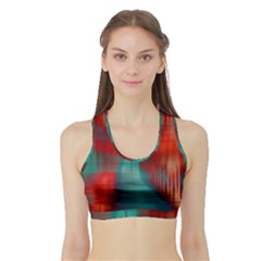 Green Red Lines Sports Bra With Border by kunstklamotte023