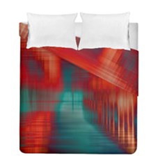 Green Red Lines Duvet Cover Double Side (full/ Double Size) by kunstklamotte023