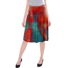 Green Red Lines Midi Beach Skirt by kunstklamotte023