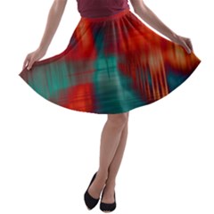 Green Red Lines A-line Skater Skirt by kunstklamotte023