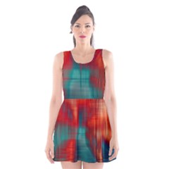 Green Red Lines Scoop Neck Skater Dress by kunstklamotte023