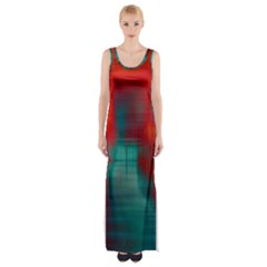 Green Red Lines Maxi Thigh Split Dress by kunstklamotte023