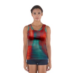 Green Red Lines Sport Tank Top  by kunstklamotte023