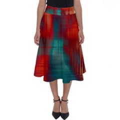 Green Red Lines Perfect Length Midi Skirt by kunstklamotte023