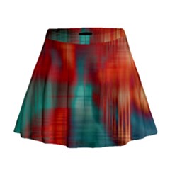 Green Red Lines Mini Flare Skirt by kunstklamotte023