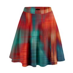 Green Red Lines High Waist Skirt by kunstklamotte023