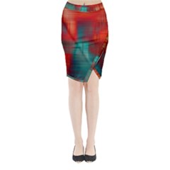 Green Red Lines Midi Wrap Pencil Skirt by kunstklamotte023