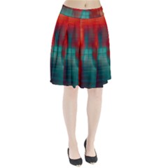 Green Red Lines Pleated Skirt by kunstklamotte023