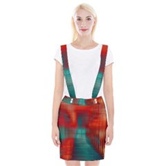 Green Red Lines Braces Suspender Skirt