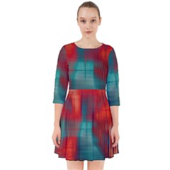 Green Red Lines Smock Dress by kunstklamotte023