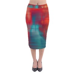 Green Red Lines Velvet Midi Pencil Skirt by kunstklamotte023