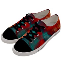 Green Red Lines Men s Low Top Canvas Sneakers by kunstklamotte023