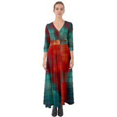 Green Red Lines Button Up Boho Maxi Dress by kunstklamotte023