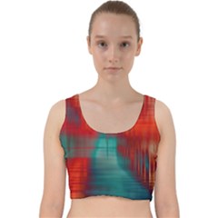 Green Red Lines Velvet Racer Back Crop Top by kunstklamotte023