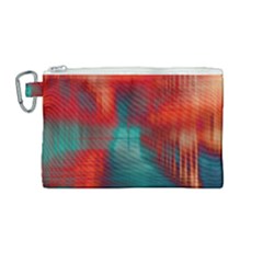 Green Red Lines Canvas Cosmetic Bag (medium) by kunstklamotte023