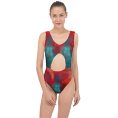 Green Red Lines Center Cut Out Swimsuit by kunstklamotte023