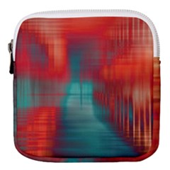 Green Red Lines Mini Square Pouch by kunstklamotte023