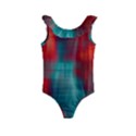 Green_Red Lines Kids  Frill Swimsuit View1