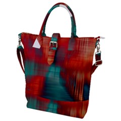 Green Red Lines Buckle Top Tote Bag by kunstklamotte023