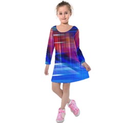 Double Lines Kids  Long Sleeve Velvet Dress