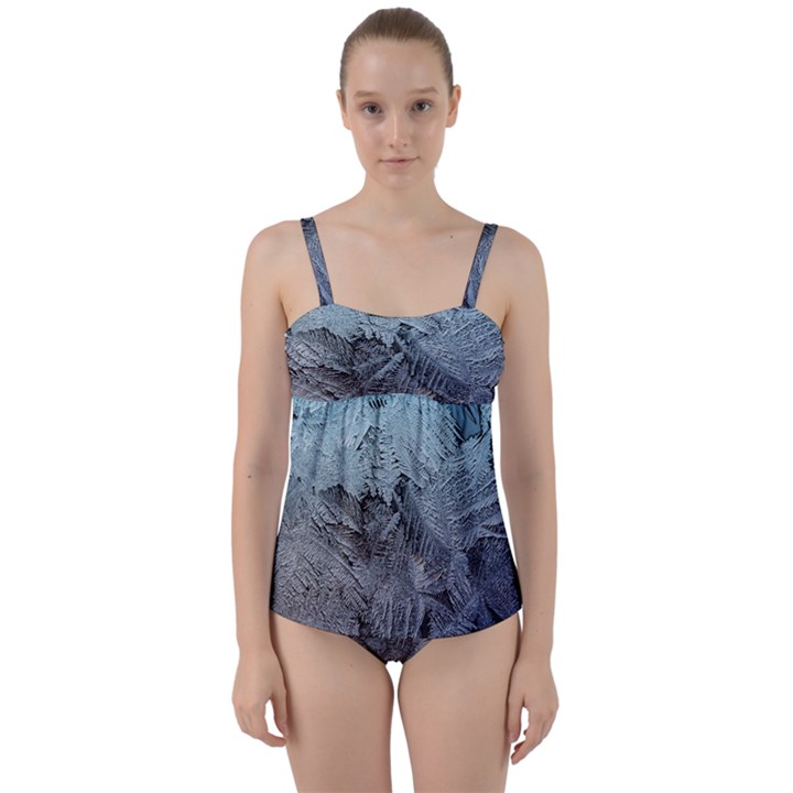 Window Frost Twist Front Tankini Set