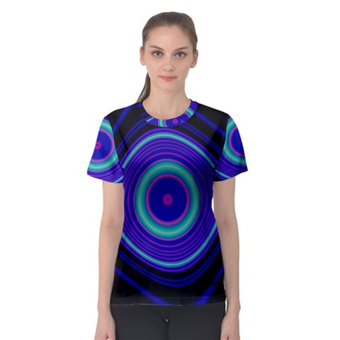 Digital Art Background Pink Blue Women s Sport Mesh Tee by Sapixe