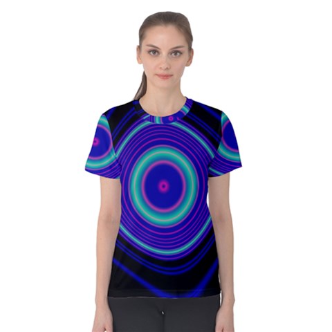 Digital Art Background Pink Blue Women s Cotton Tee by Sapixe