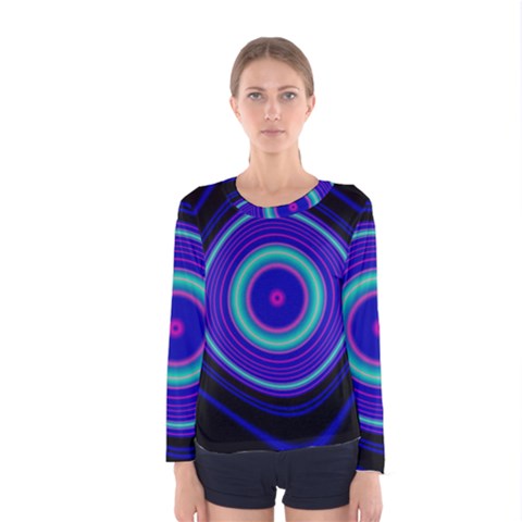 Digital Art Background Pink Blue Women s Long Sleeve Tee by Sapixe