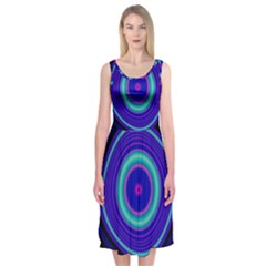 Digital Art Background Pink Blue Midi Sleeveless Dress by Sapixe