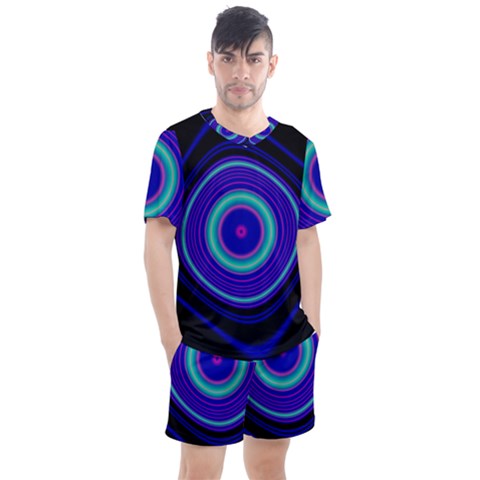 Digital Art Background Pink Blue Men s Mesh Tee And Shorts Set by Sapixe