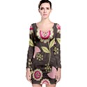 Flowers Wallpaper Floral Decoration Long Sleeve Bodycon Dress View1