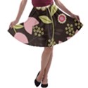 Flowers Wallpaper Floral Decoration A-line Skater Skirt View1