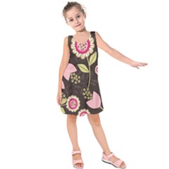 Flowers Wallpaper Floral Decoration Kids  Sleeveless Dress by Sapixe