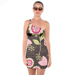 Flowers Wallpaper Floral Decoration One Soulder Bodycon Dress by Sapixe