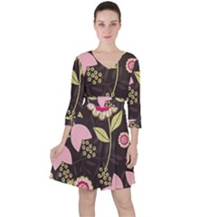 Flowers Wallpaper Floral Decoration Ruffle Dress by Sapixe