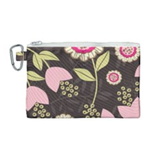 Flowers Wallpaper Floral Decoration Canvas Cosmetic Bag (medium) by Sapixe