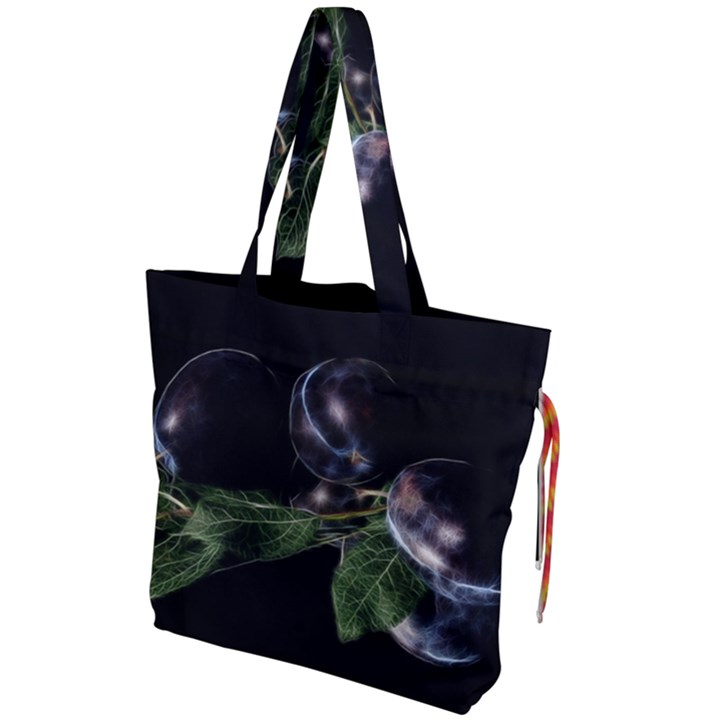 Plums Photo Art Fractalius Fruit Drawstring Tote Bag