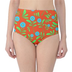 Background Texture Seamless Flowers Classic High-waist Bikini Bottoms by Sapixe