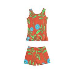 Background Texture Seamless Flowers Kid s Boyleg Swimsuit by Sapixe