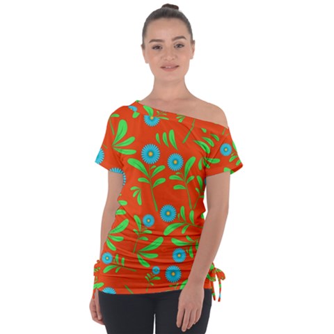 Background Texture Seamless Flowers Tie-up Tee by Sapixe