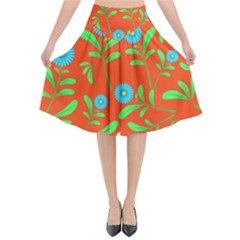 Background Texture Seamless Flowers Flared Midi Skirt by Sapixe