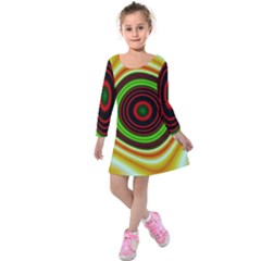 Digital Art Background Yellow Red Kids  Long Sleeve Velvet Dress