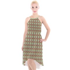 Barrel Of Monkey’s Houndstooth Pattern Dresses High-low Halter Chiffon Dress  by emilyzragz