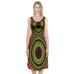 Digital Art Background Yellow Red Midi Sleeveless Dress by Sapixe