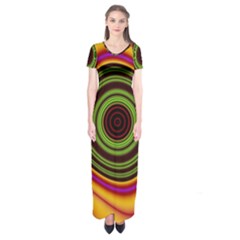 Digital Art Background Yellow Red Short Sleeve Maxi Dress by Sapixe