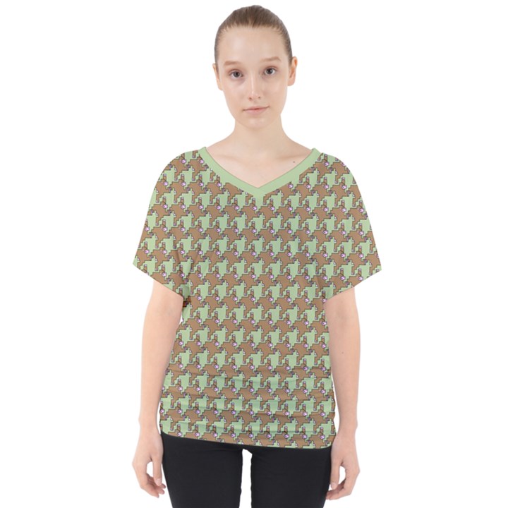 Barrel of Monkey’s Houndstooth Pattern Tops V-Neck Dolman Drape Top