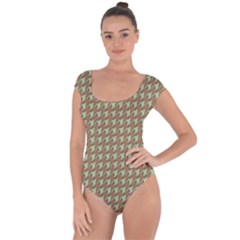 Barrel Of Monkey’s Houndstooth Pattern Comfort Wear Short Sleeve Leotard  by emilyzragz