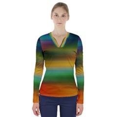 Art Blur Wallpaper Artistically V-neck Long Sleeve Top